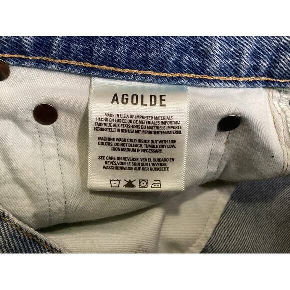 Agolde 90's Mid Rise Loose Fit light wash distress Jeans Size 27 - Picture 4 of 5